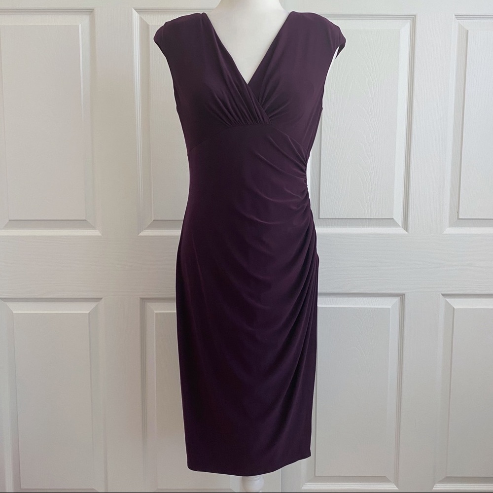 Ralph Lauren Cap Sleeve Plum Purple Wrap Dress